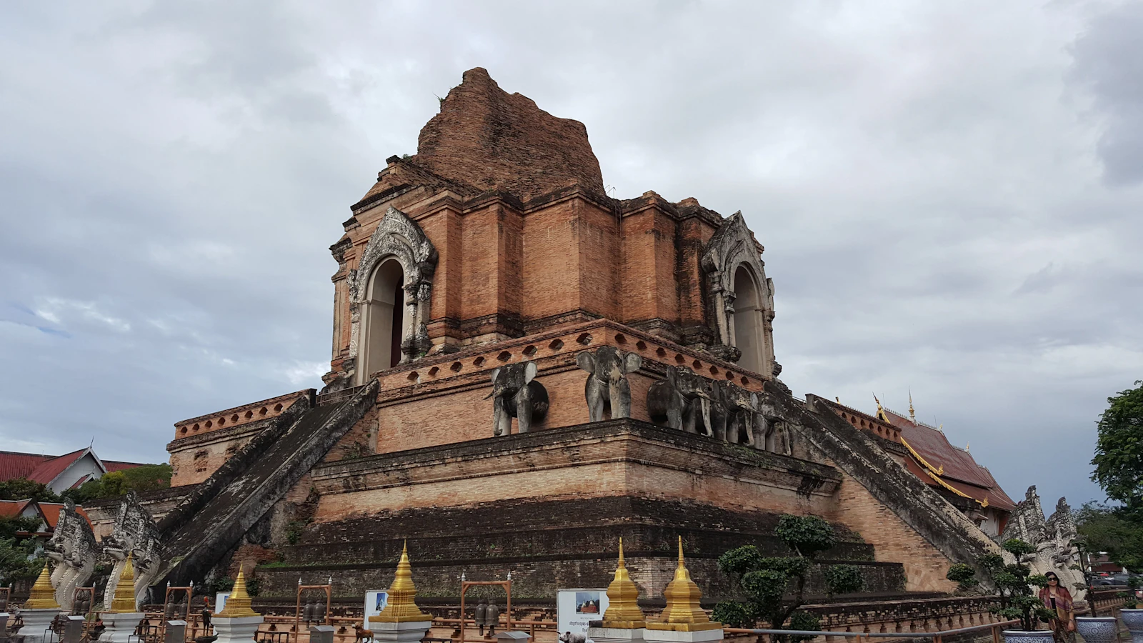The ruined brick chedi of Wat Chedi Luang in Chiang Mai