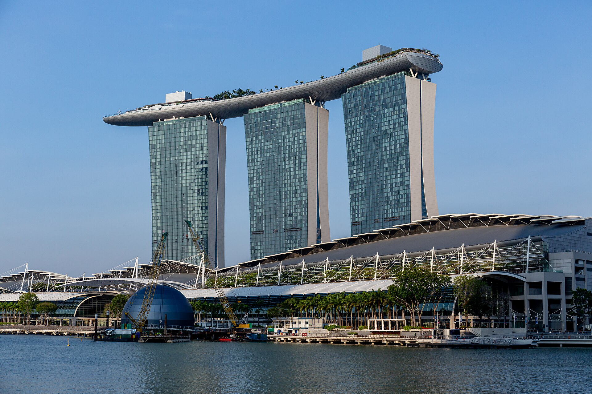 The three towers of Marina Bay Sands across the water in Singapore